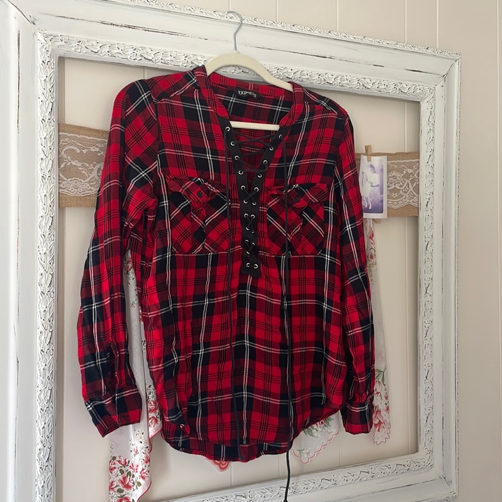 Lace up flannel